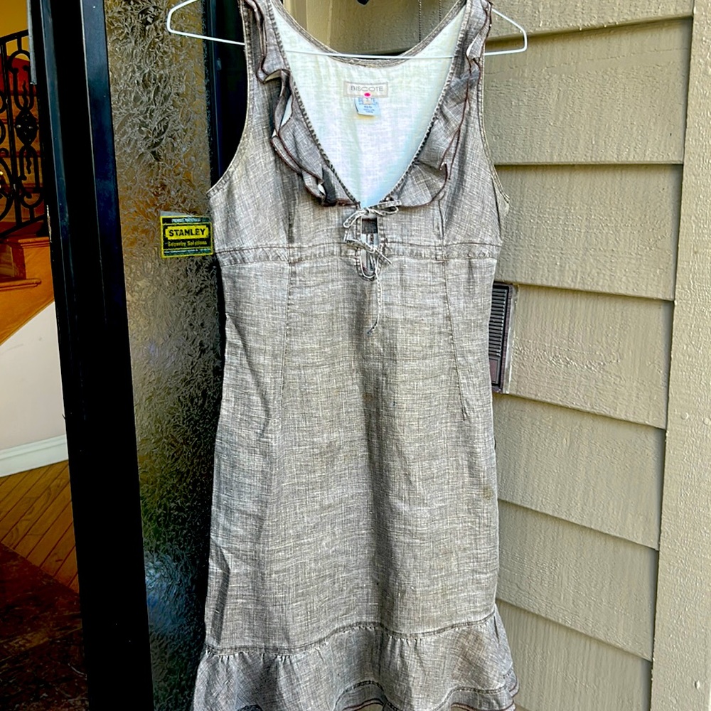 French Brand Biscotti Fr size 2 % 100 linen…Brown Cream colors